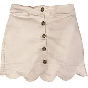 MI AMI by FRANCESCA Scalloped Hem Front Button Closure Mini Skirt Beige Size XS
